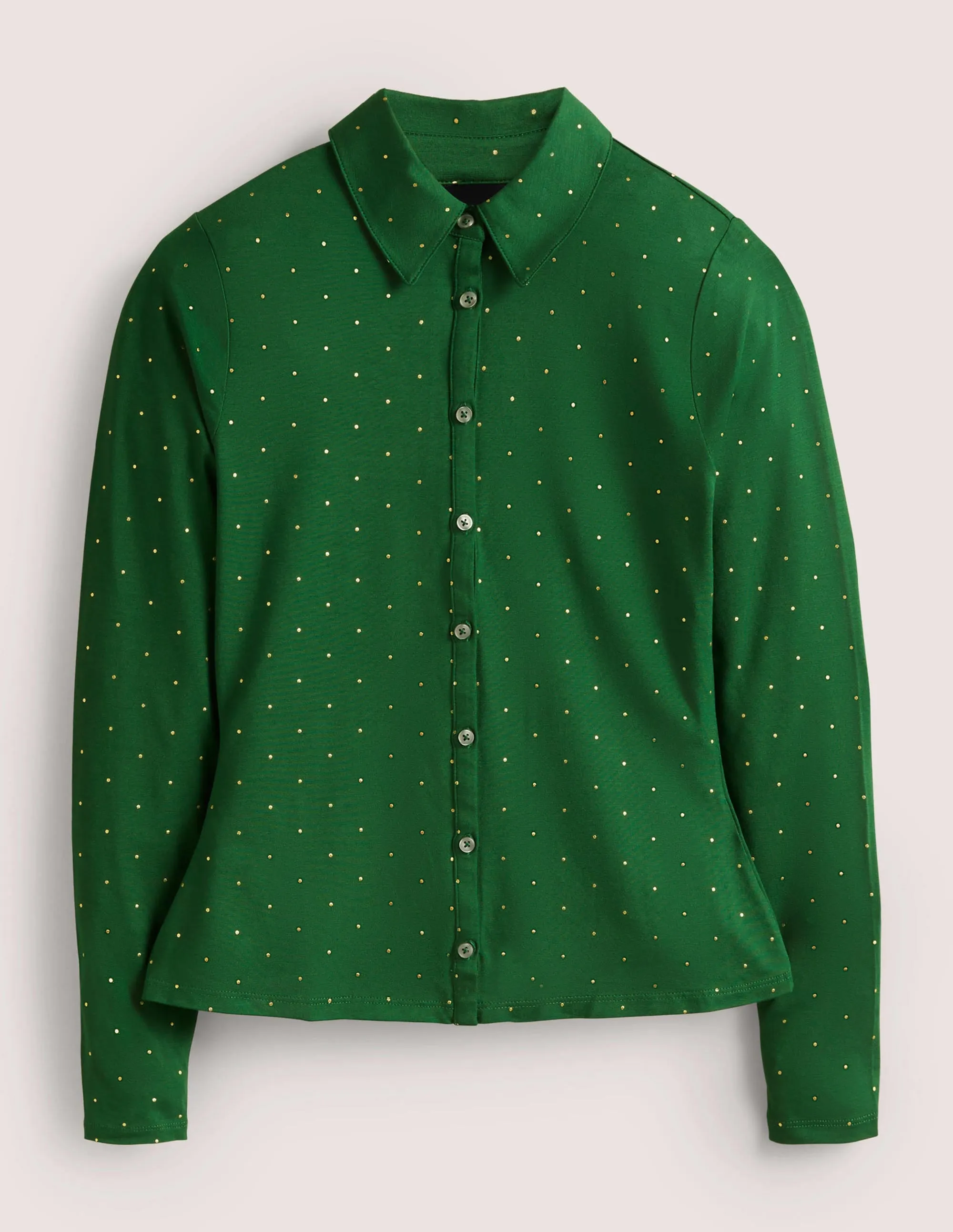 Fitted Jersey Shirt-Hunter Green, Foil Dot