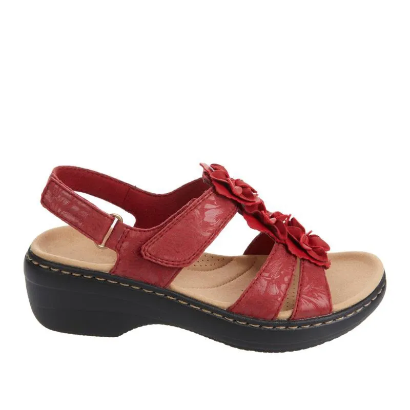 Floral Embellishment Orthopedic Sandals with Wedge Sole