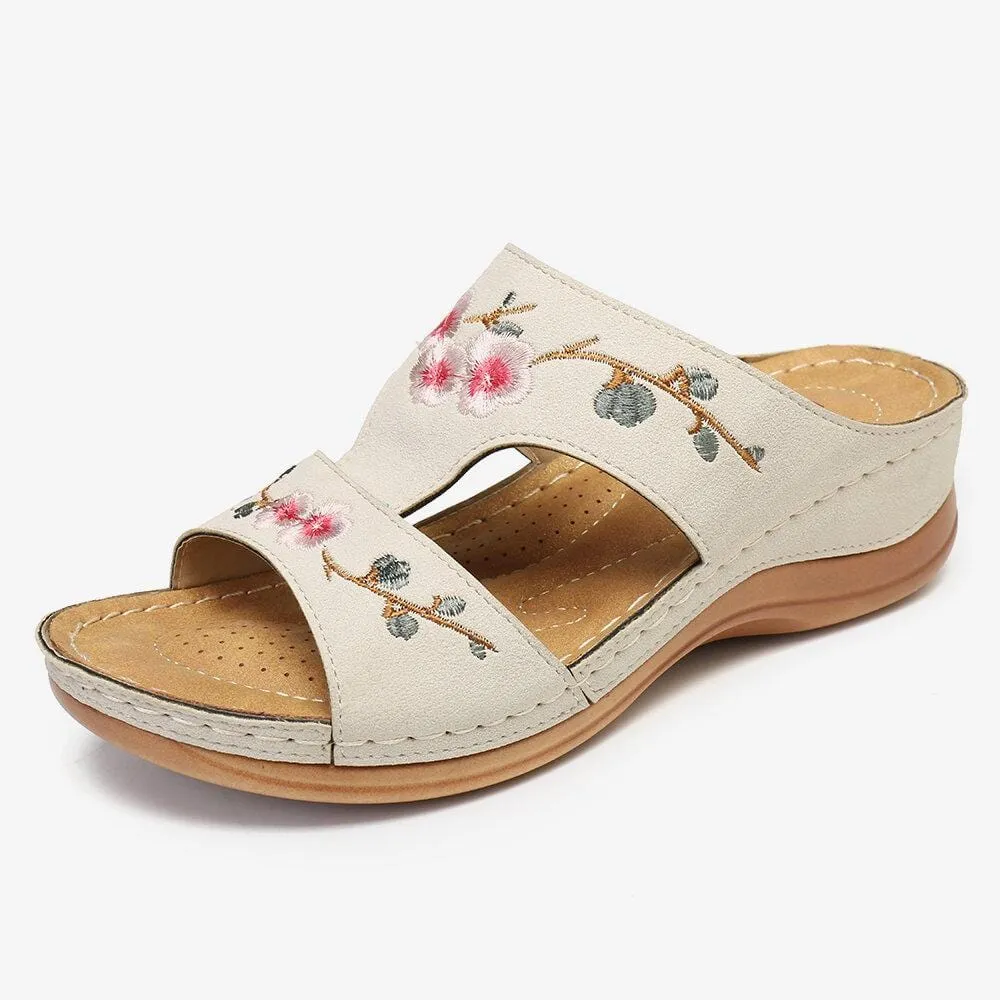 Flower Embroidered Vintage Casual Wedges Sandals