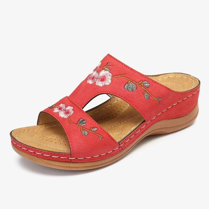 Flower Embroidered Vintage Casual Wedges Sandals