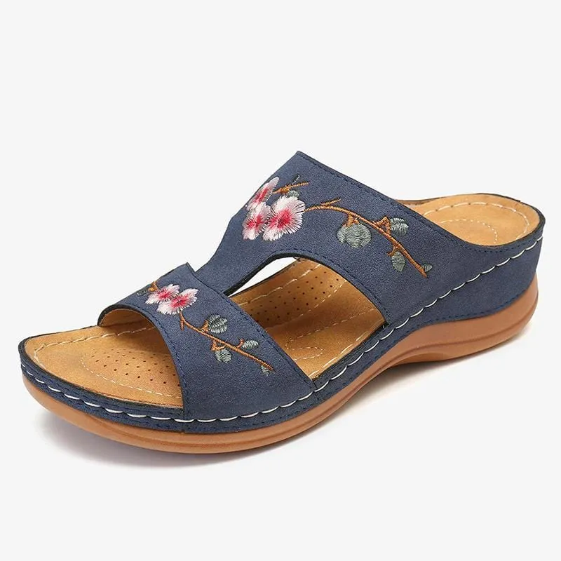 Flower Embroidered Vintage Casual Wedges Sandals