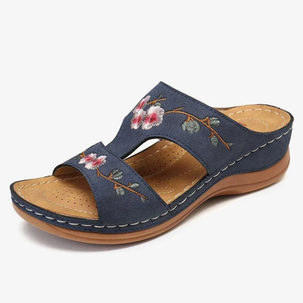 Flower Embroidered Vintage Casual Wedges Sandals