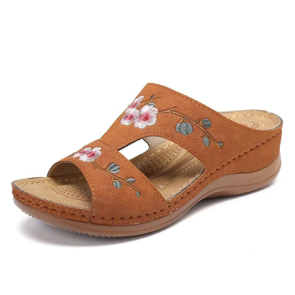 Flower Embroidered Vintage Casual Wedges Sandals