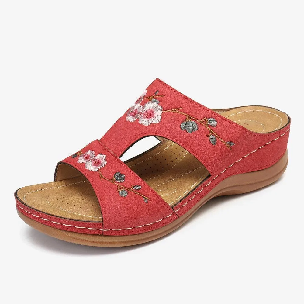 Flower Embroidered Vintage Casual Wedges Sandals