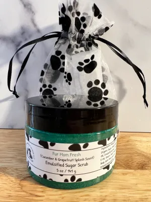 Fur Mom Fresh Handmade 5 Ounce Emulsified Sugar Scrub with Spoons - Cucumber & Grapefruit Splash Scent