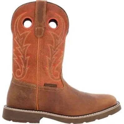 Georgia Men's Core 37 11" Soft Toe WP Western Work Boot- Brown- GB00693
