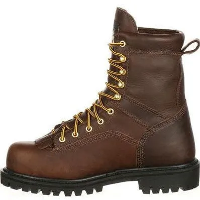 Georgia Men's Lace To Toe 8" Steel Toe Waterproof Work Boot- Chocolate- G8341