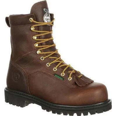 Georgia Men's Lace To Toe 8" Steel Toe Waterproof Work Boot- Chocolate- G8341