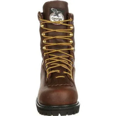 Georgia Men's Lace To Toe 8" Steel Toe Waterproof Work Boot- Chocolate- G8341
