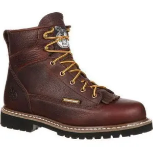 Georgia Men's Logger 6" Soft Toe Waterproof Lace-To-Toe Work Boot- Chocolate- GBOT052