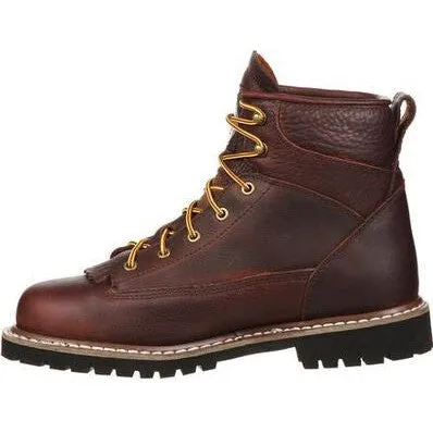 Georgia Men's Logger 6" Soft Toe Waterproof Lace-To-Toe Work Boot- Chocolate- GBOT052
