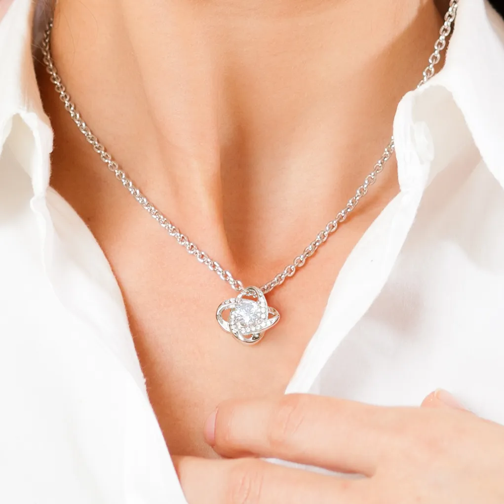 Gift For Daughter From Dad - Love Knot Necklace - My Daughter Wears Scrubs