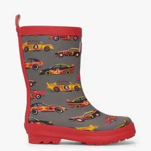HATLEY Shiny Kids Rain Boots | Classic Race Cars size 6