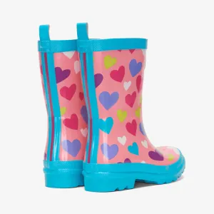 HATLEY Shiny Kids Rain Boots | Colourful Hearts size 6