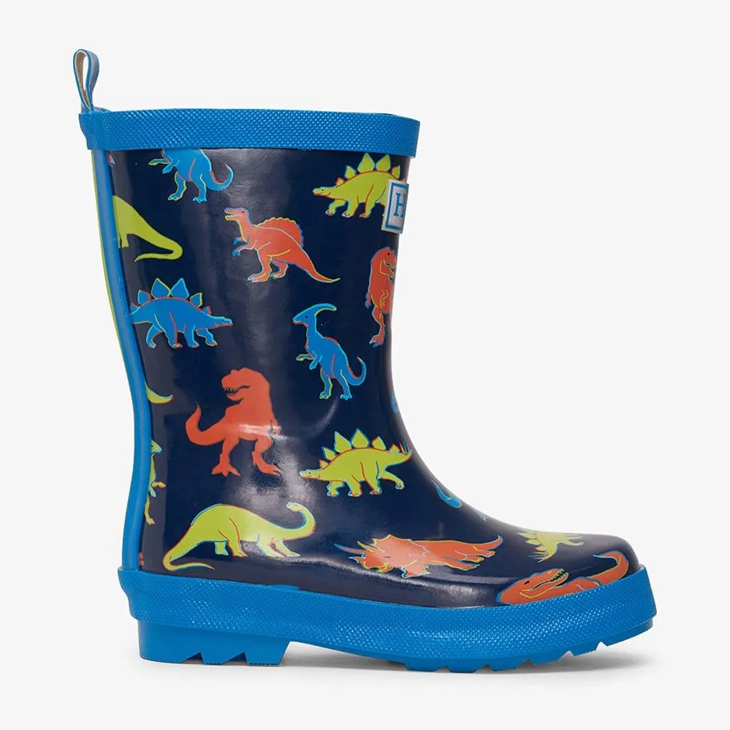 HATLEY Shiny Kids Rain Boots | Linework Dinos size 3