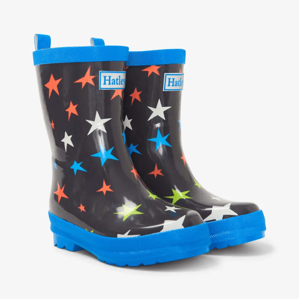 HATLEY Shiny Kids Rain Boots | Ombre Stars size 6