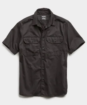 Italian Two Pocket Utility Short Sleeve Shirt in Black