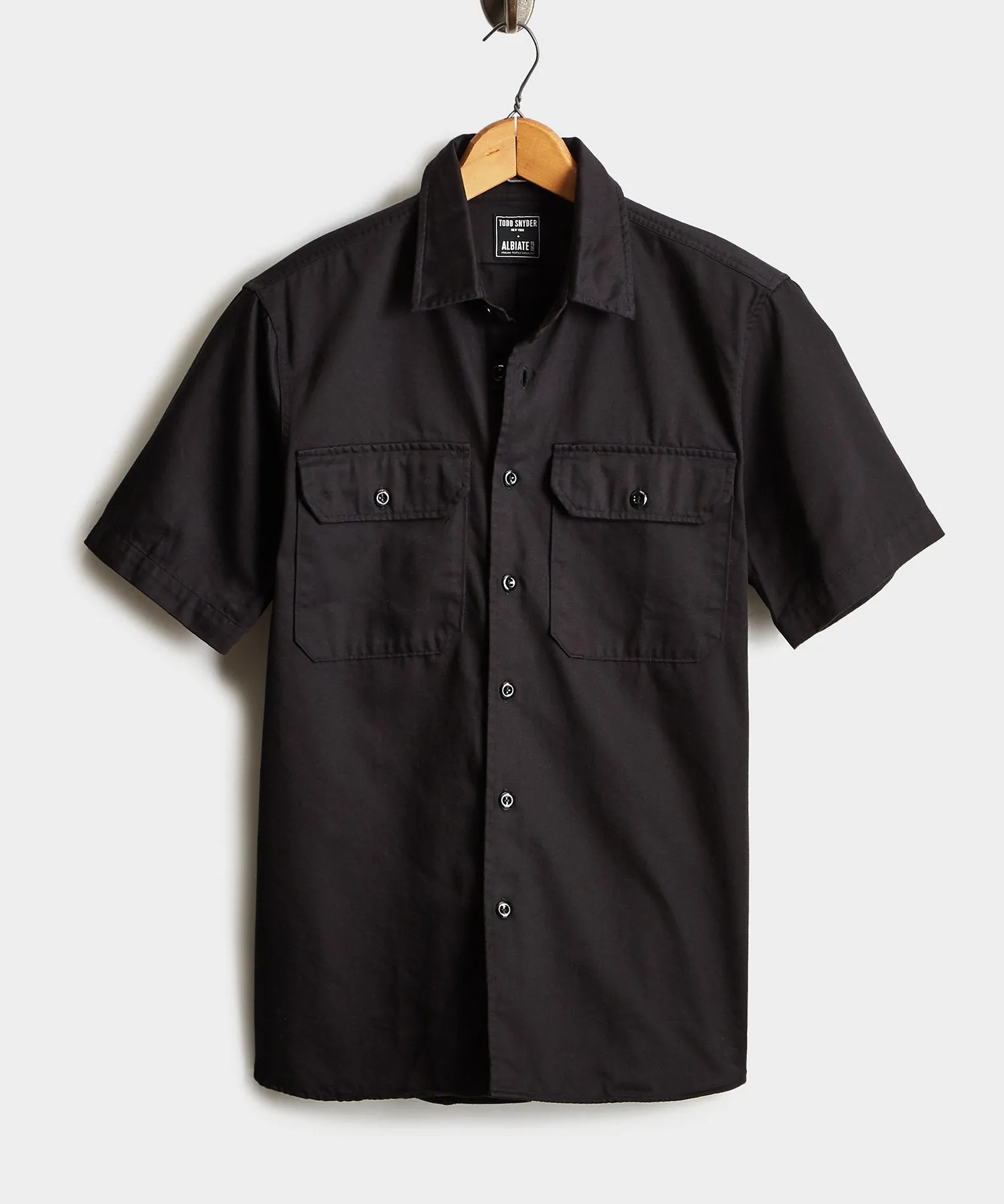 Italian Two Pocket Utility Short Sleeve Shirt in Black
