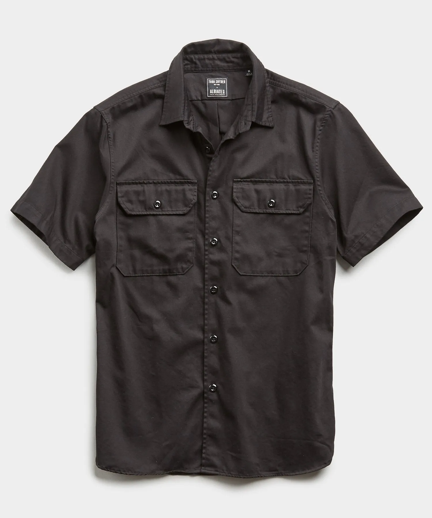 Italian Two Pocket Utility Short Sleeve Shirt in Black