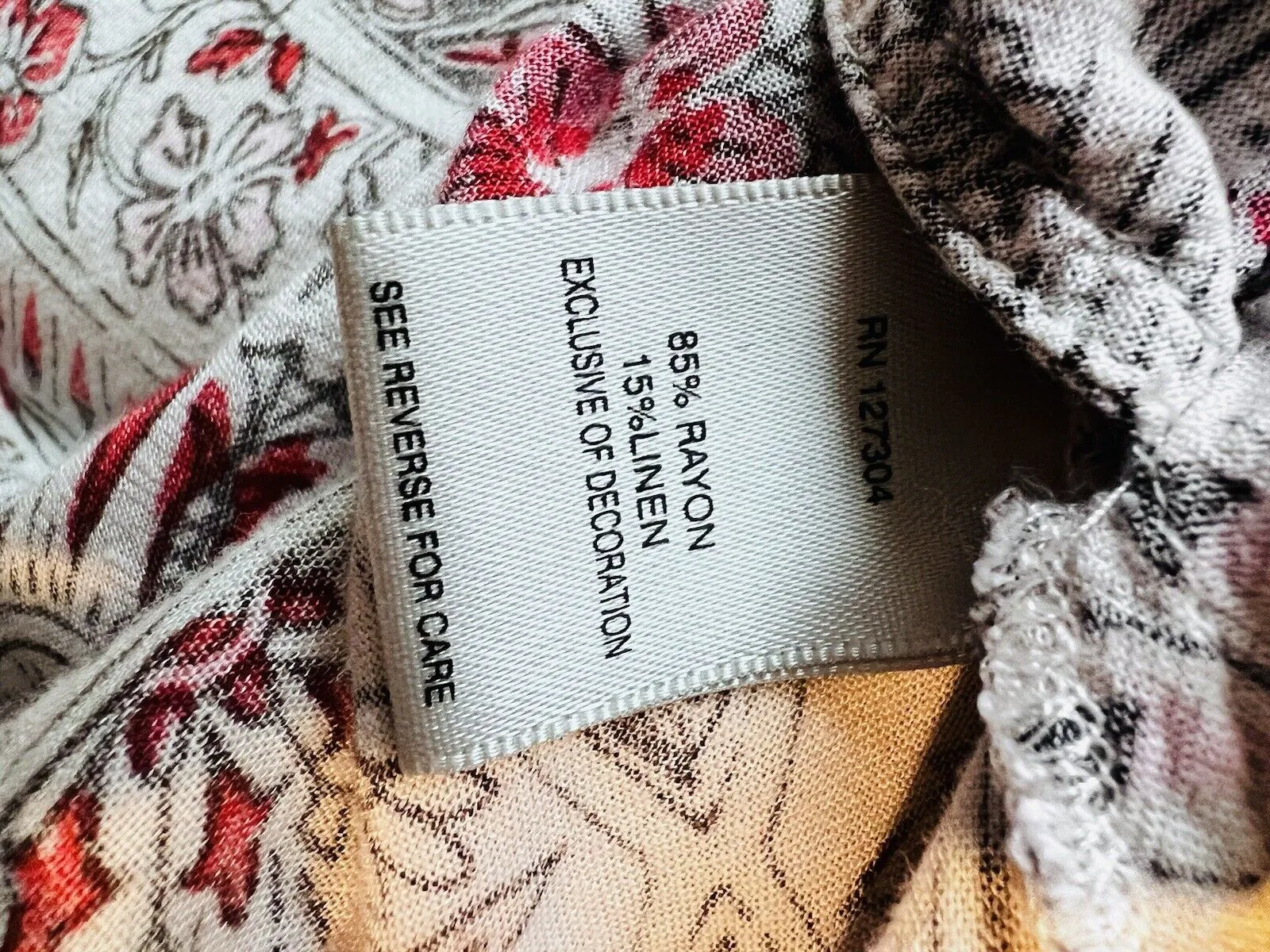 JOHN MARK Beige Floral Button 1/2 Button Shirt Sz XL Ruched Pocket Wire Tunic
