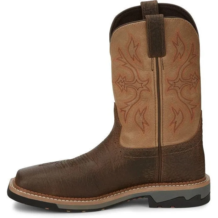 Justin Men's Bolt 11" Comp Toe WP Western Work Boot -Brown- SE4103