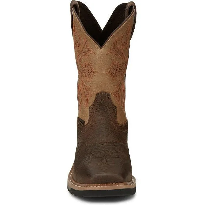 Justin Men's Bolt 11" Comp Toe WP Western Work Boot -Brown- SE4103