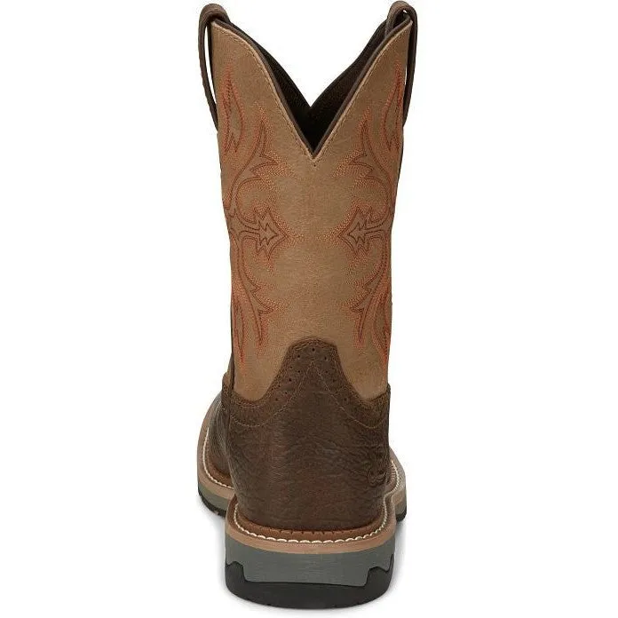 Justin Men's Bolt 11" Comp Toe WP Western Work Boot -Brown- SE4103