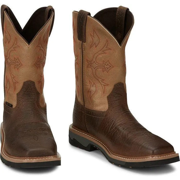 Justin Men's Bolt 11" Comp Toe WP Western Work Boot -Brown- SE4103