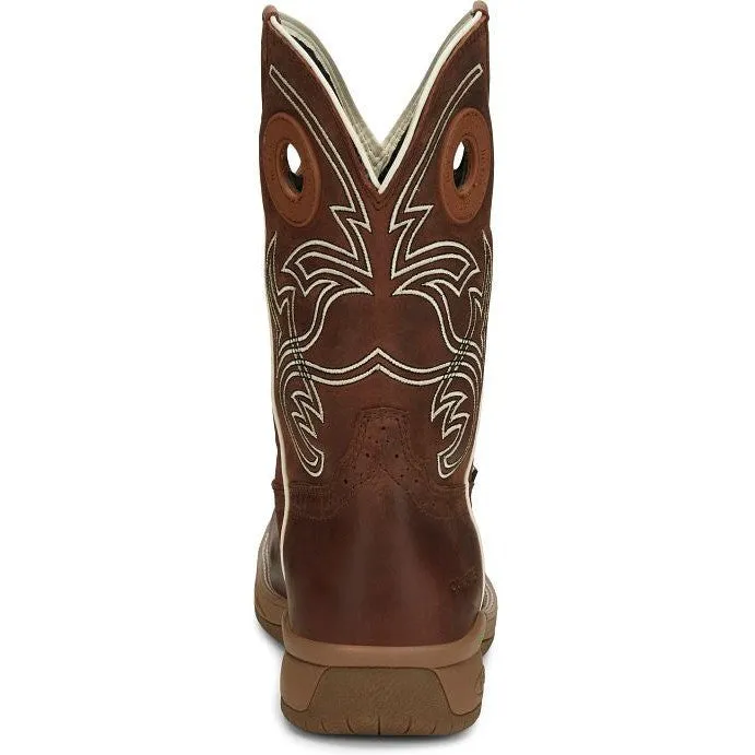 Justin Men's Nitread 11" Comp Toe WP Western Work Boot -Brown- CR3201