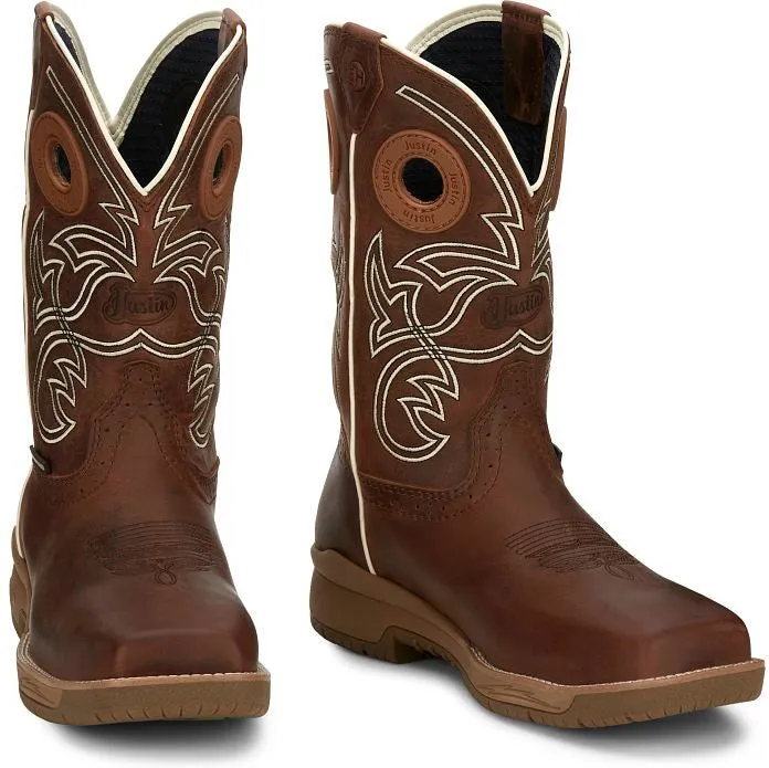 Justin Men's Nitread 11" Comp Toe WP Western Work Boot -Brown- CR3201