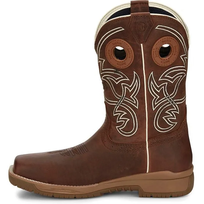 Justin Men's Nitread 11" Comp Toe WP Western Work Boot -Brown- CR3201