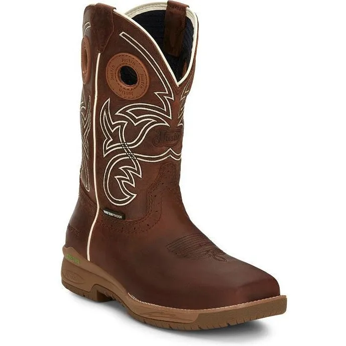 Justin Men's Nitread 11" Comp Toe WP Western Work Boot -Brown- CR3201