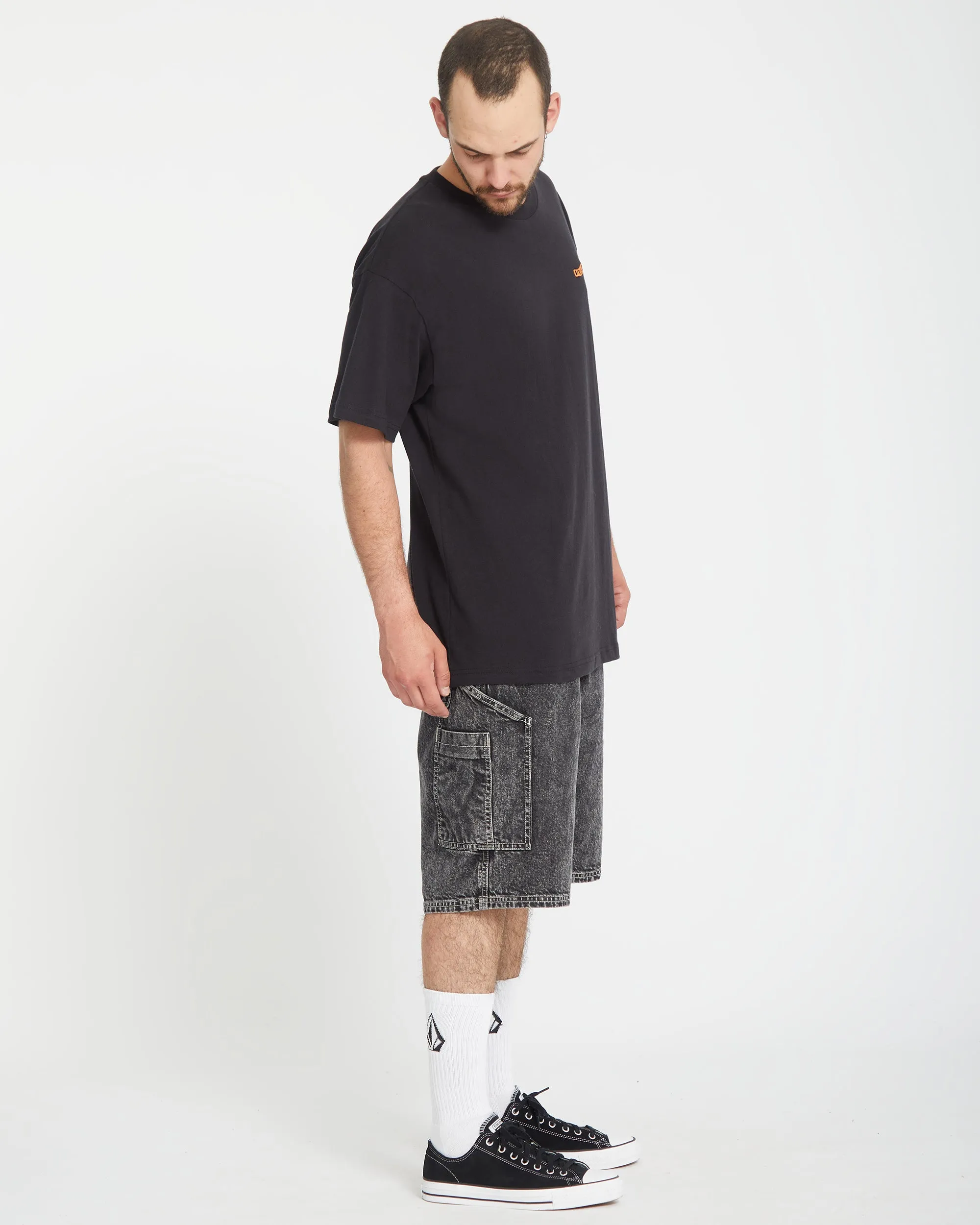Labored Denim Utility Short - LIGHT ACID BLACK