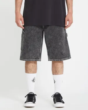 Labored Denim Utility Short - LIGHT ACID BLACK