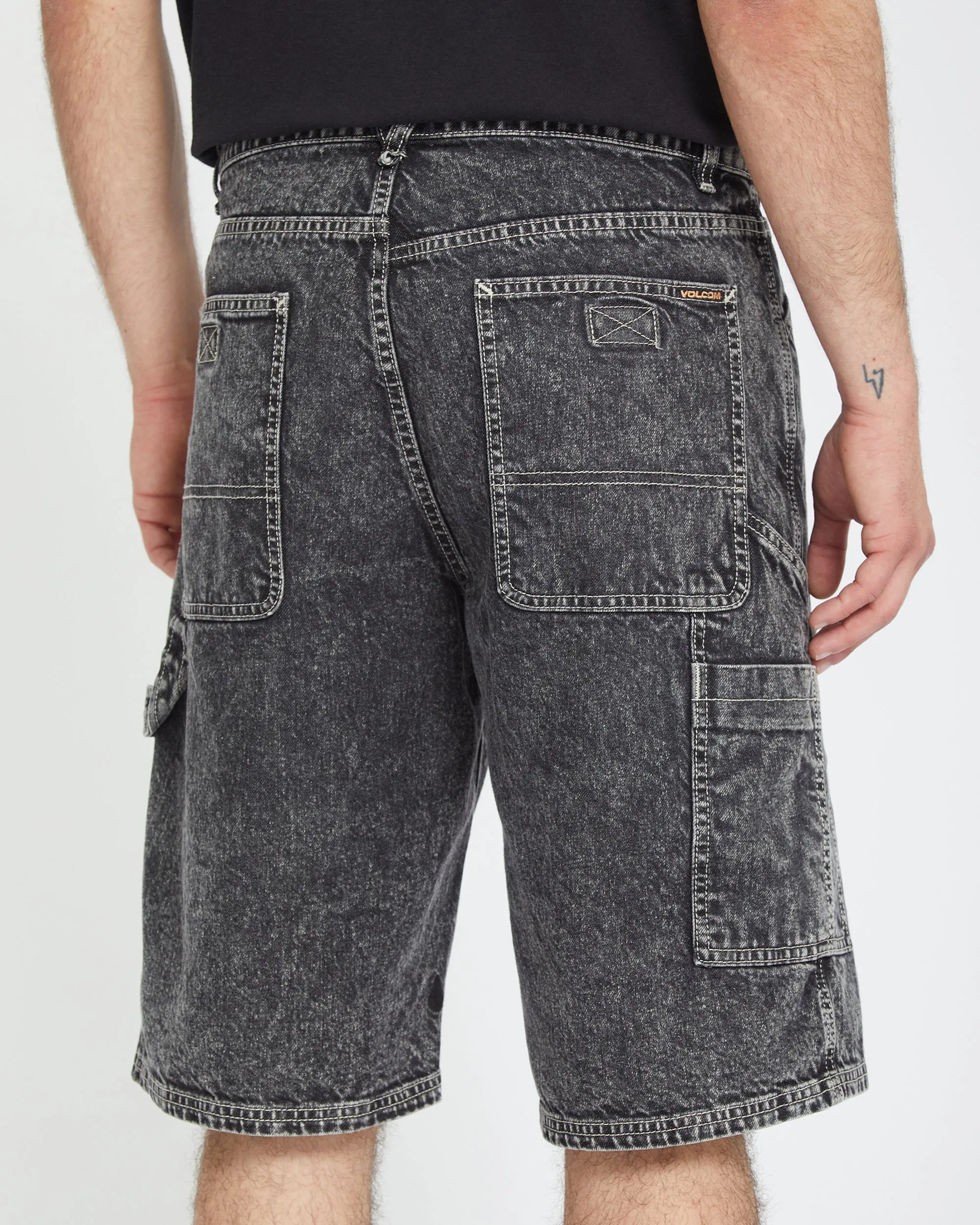 Labored Denim Utility Short - LIGHT ACID BLACK