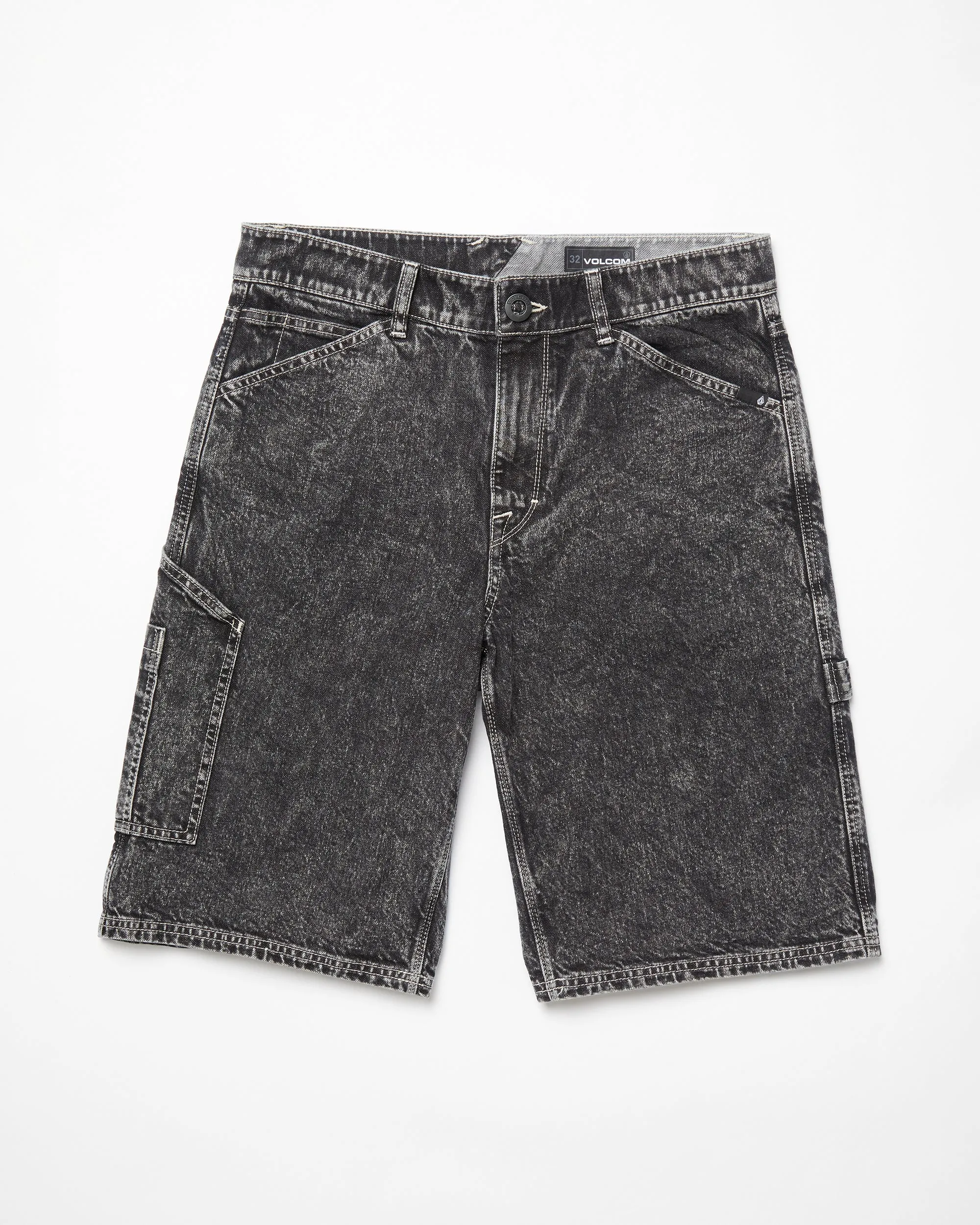 Labored Denim Utility Short - LIGHT ACID BLACK