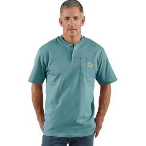 Loose Fit Heavyweight Short-Sleeve Pocket Henley T-Shirt - Summer Blue - K84
