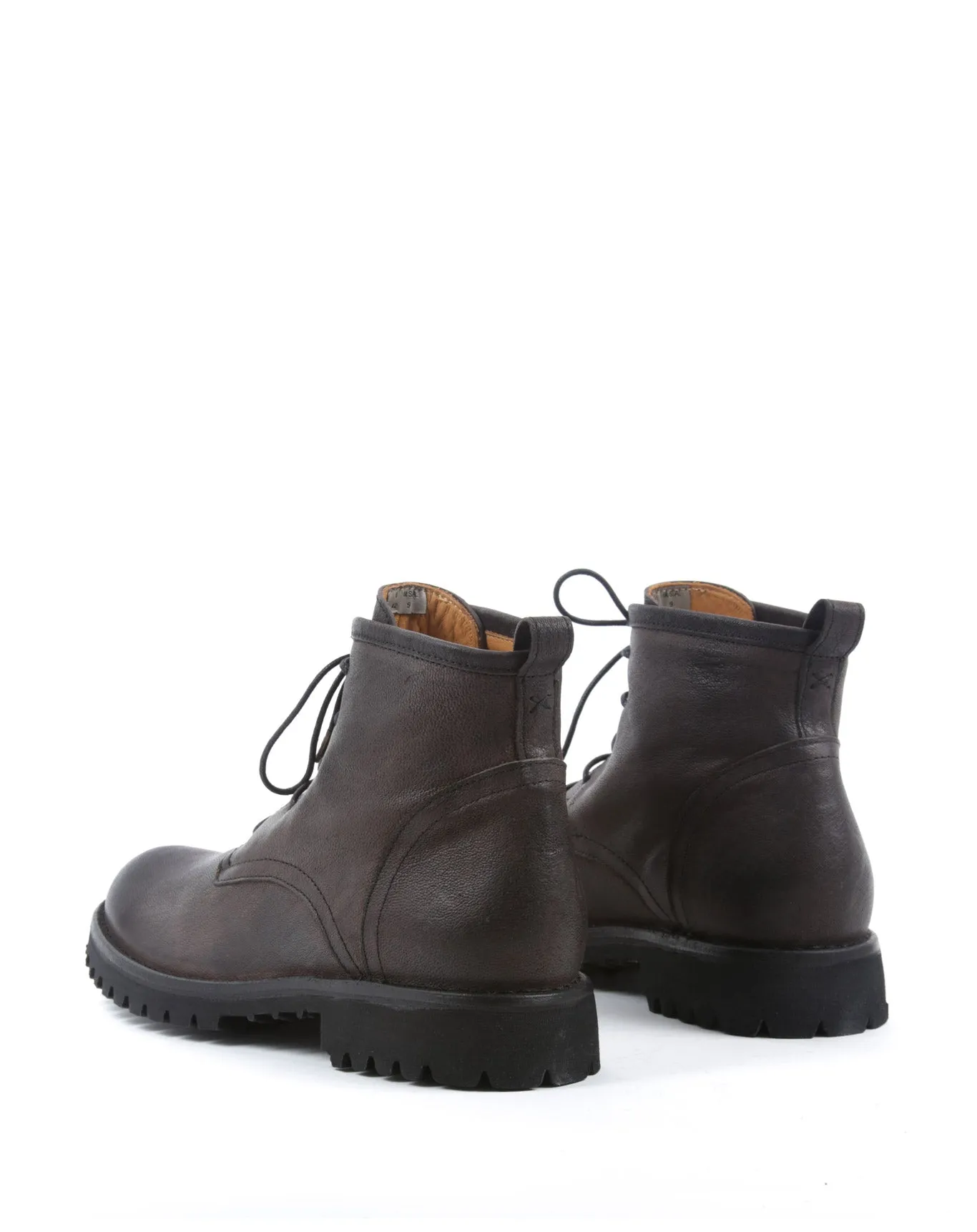M-EZRA Brown Leather Lace-up Boots
