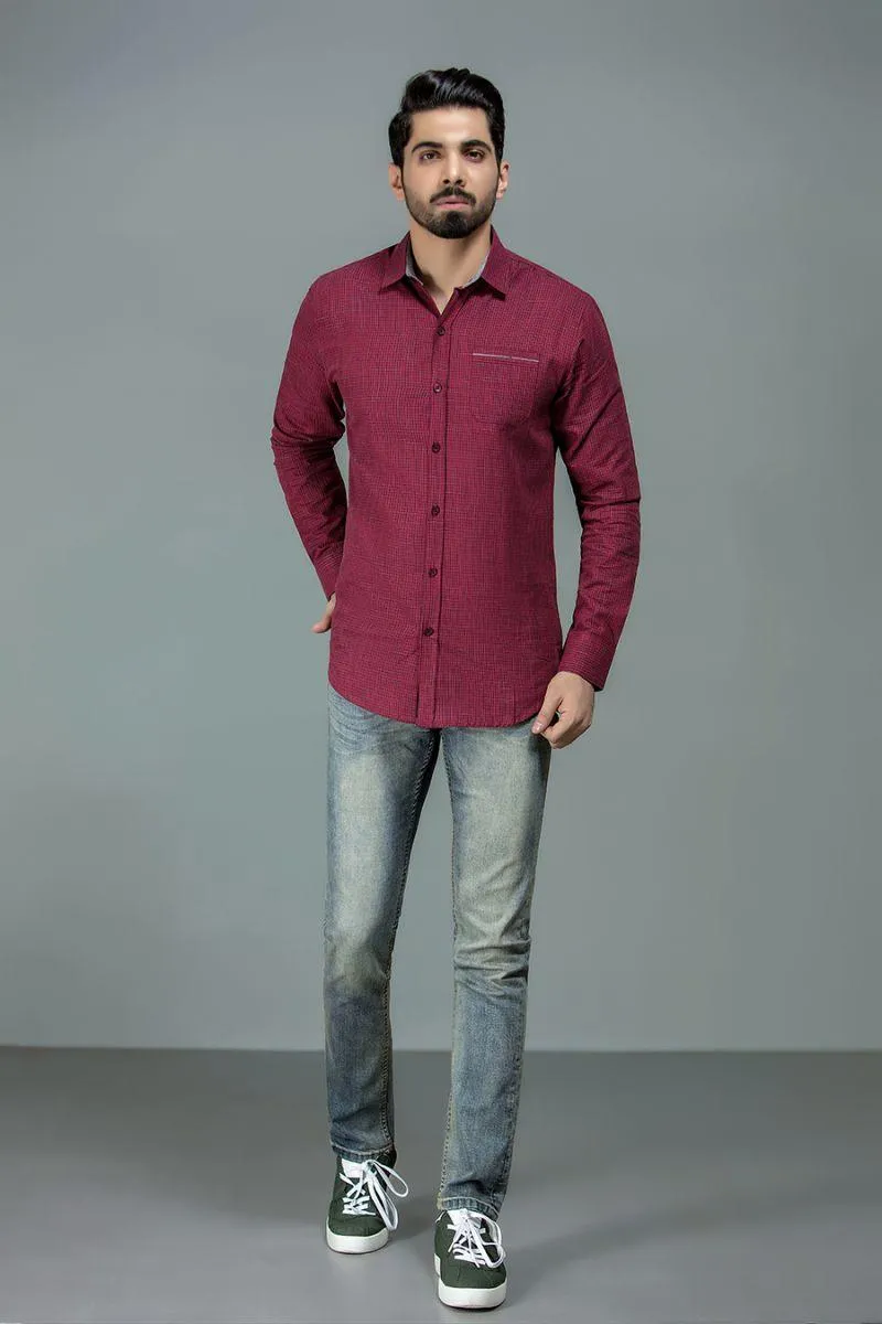 Maroon Gingham Shirt