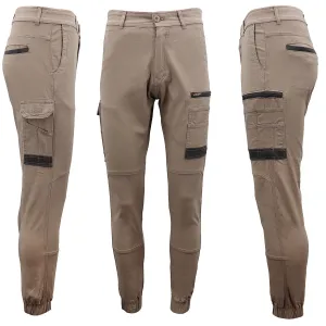 Men's Cargo Cotton Drill Work Pants UPF 50  13 Pockets Tradies Workwear Trousers, Khaki, 32