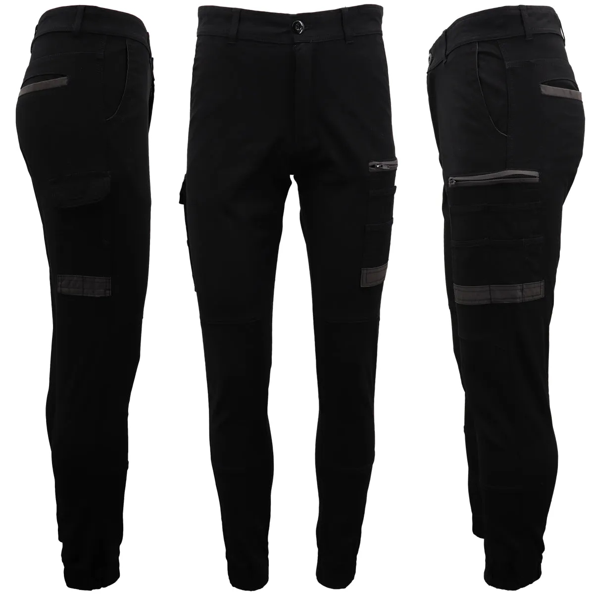 Men's Cargo Cotton Drill Work Pants UPF 50  13 Pockets Tradies Workwear Trousers, Khaki, 32