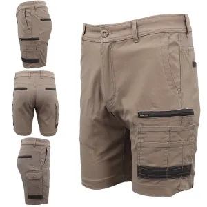 Mens Cargo Cotton Drill Work Shorts UPF 50  13 Pockets Tradies Workwear Trousers, Khaki, 40
