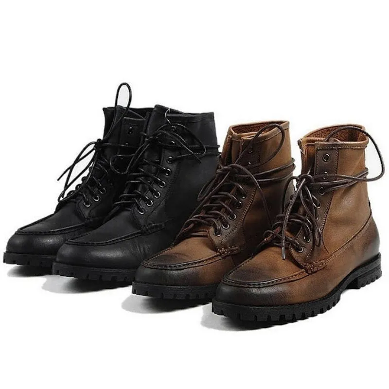 Mens Footwear Work Boots Genuine Leather High Top Shoes