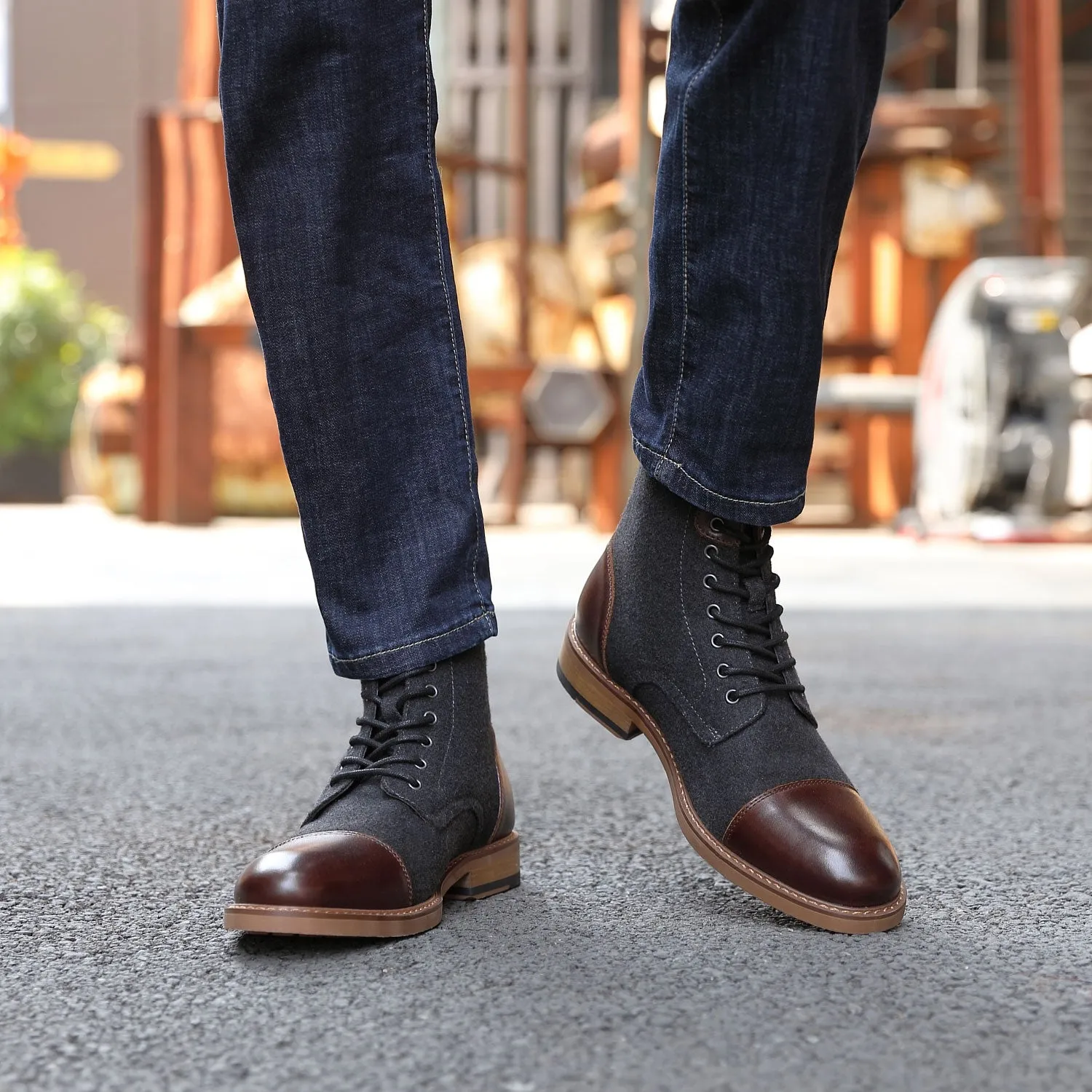 Mens Genuine Leather Boots Cosy-1-darkbrowndarkgrey
