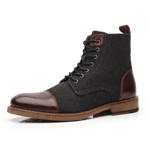 Mens Genuine Leather Boots Cosy-1-darkbrowndarkgrey