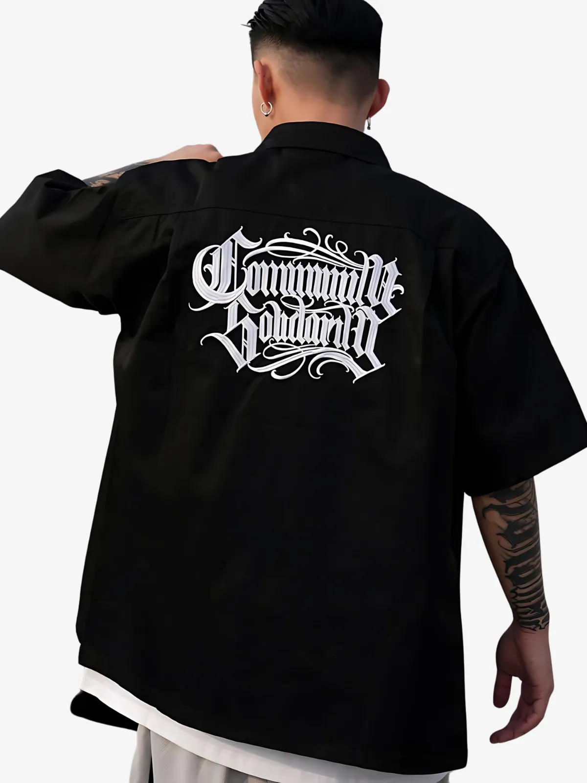 MEN'S HIP HOP EMBROIDERY WORKWEAR SHIRT