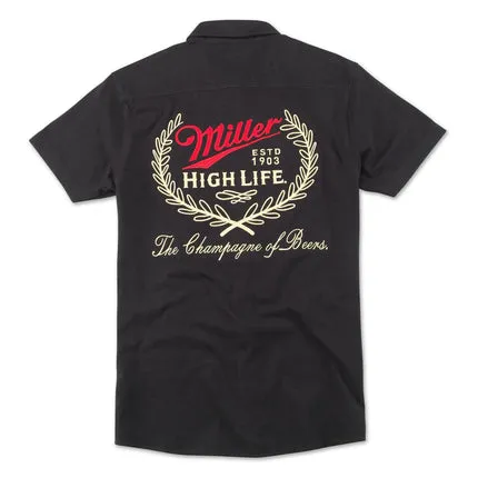 Men's Miller High Life Brew Master Button Up S/S - Black