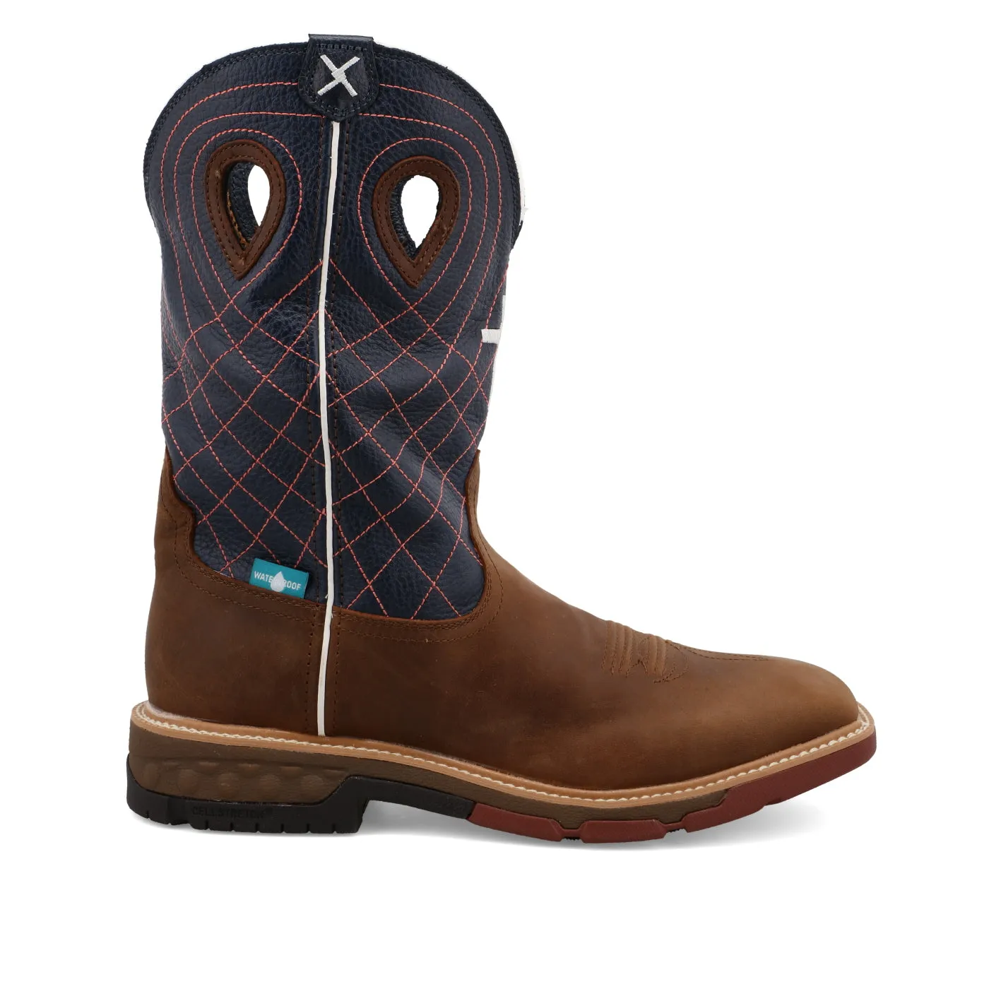 MENS MOCHA & NAVY WATERPROOF WORK BOOT