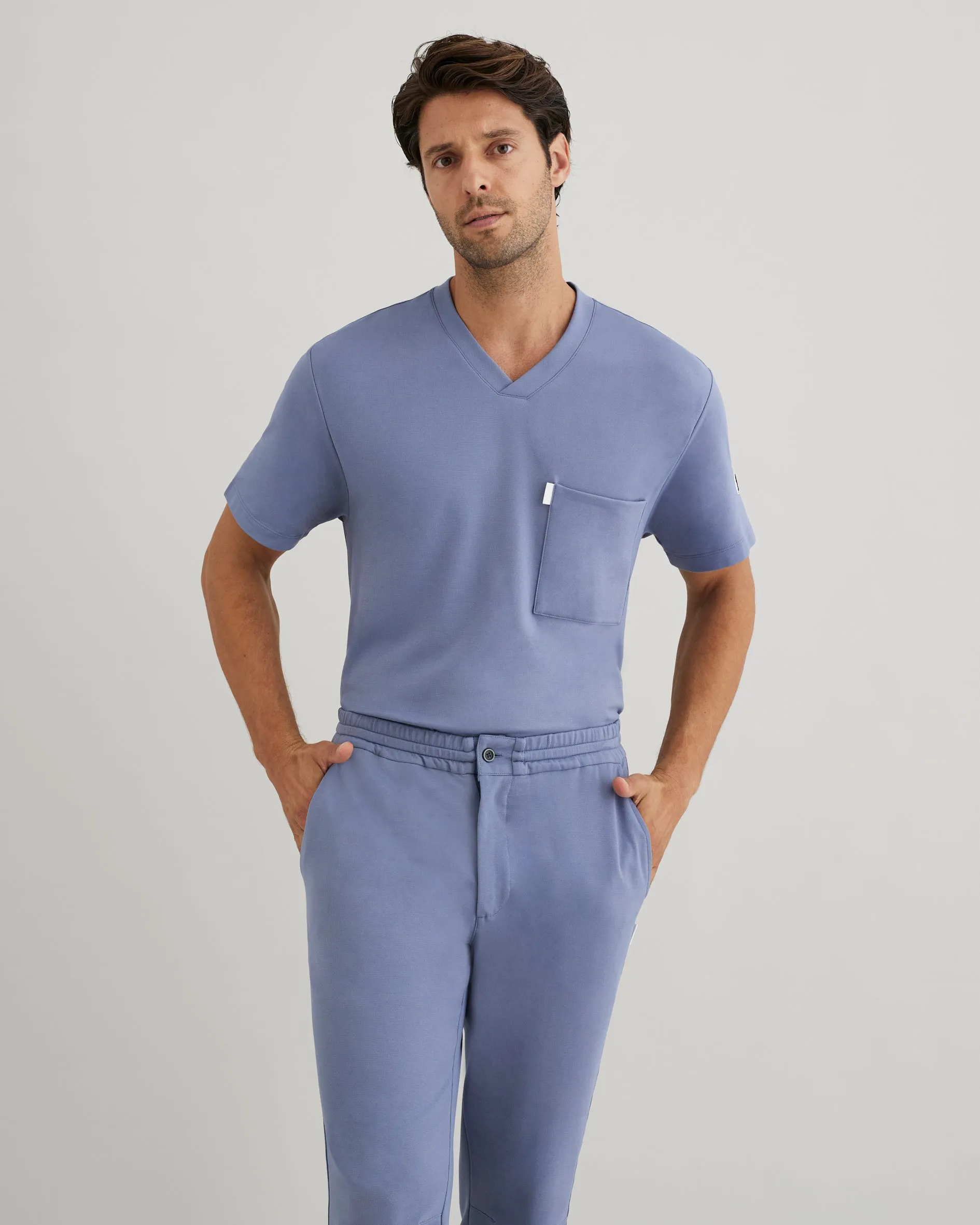 Men's V-neck Office Scrub Top | Jersey Milano