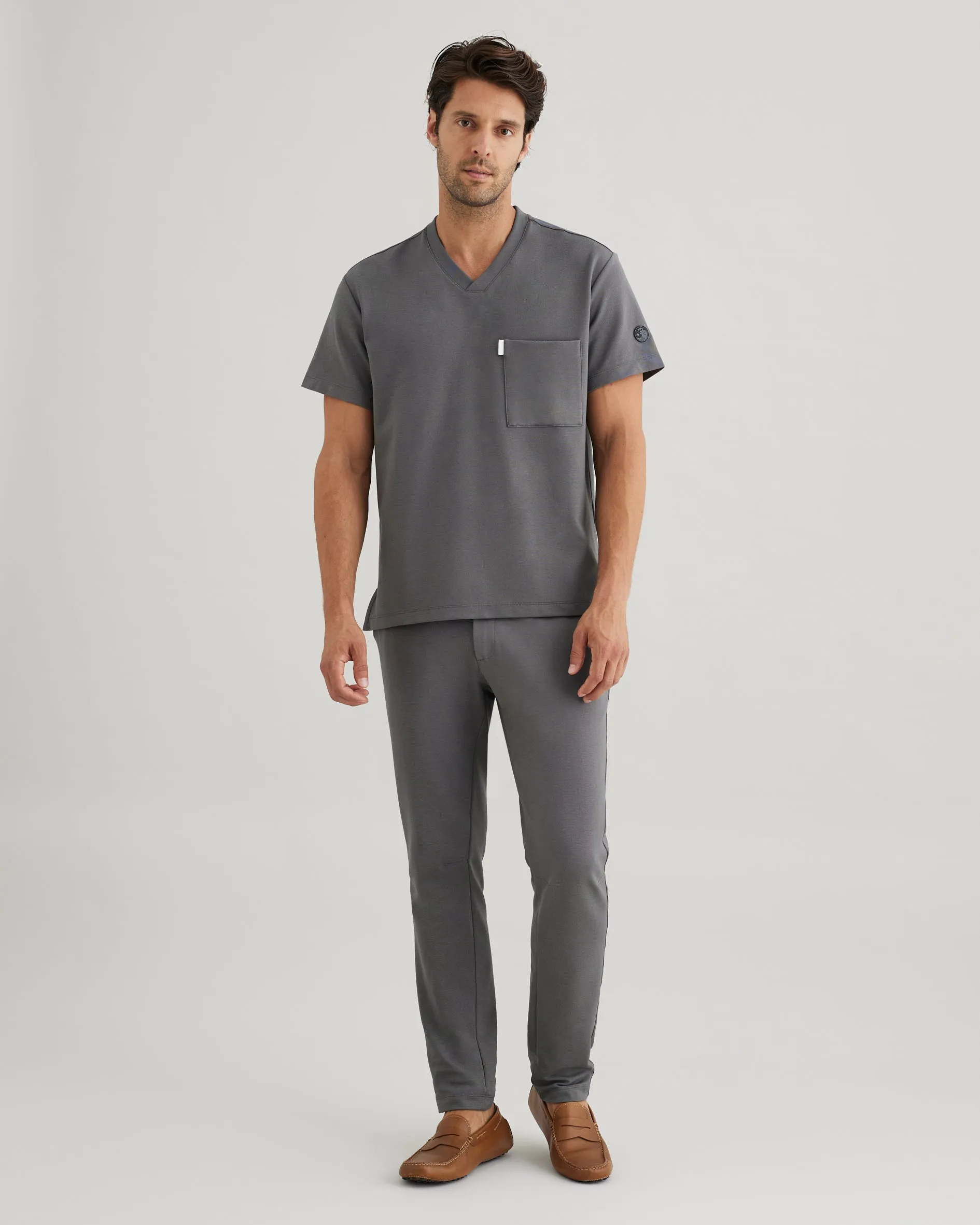 Men's V-neck Office Scrub Top | Jersey Milano